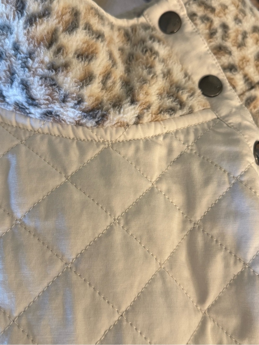 Abercrombie & Fitch XXL Leopard Sherpa Quilted Snap Neck Pullover Fleece Jacket - Picture 11 of 11